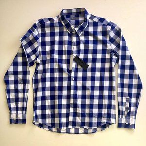 ZAN.STYLE blue plaid slim fit shirt